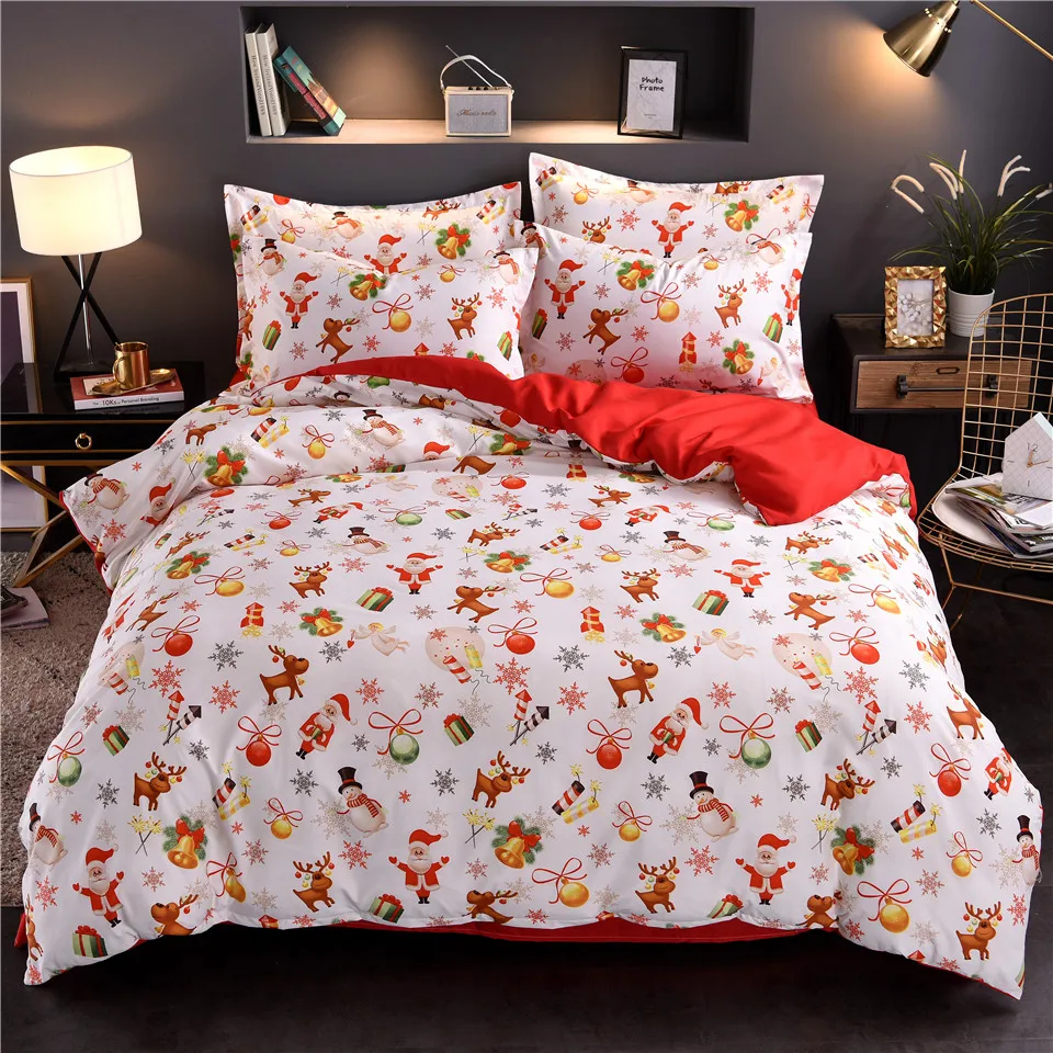 Рождественский Комплект постельного белья пододеяльник с наволочками Санта