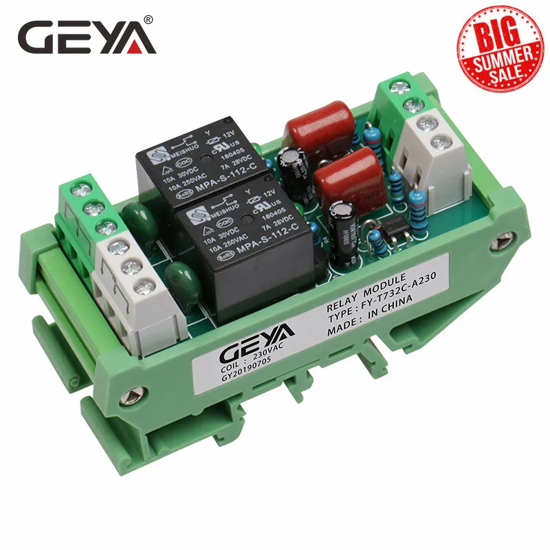 Бесплатная доставка GEYA 2 канальный релейный модуль переменного тока/DC 12V 24V AC230V