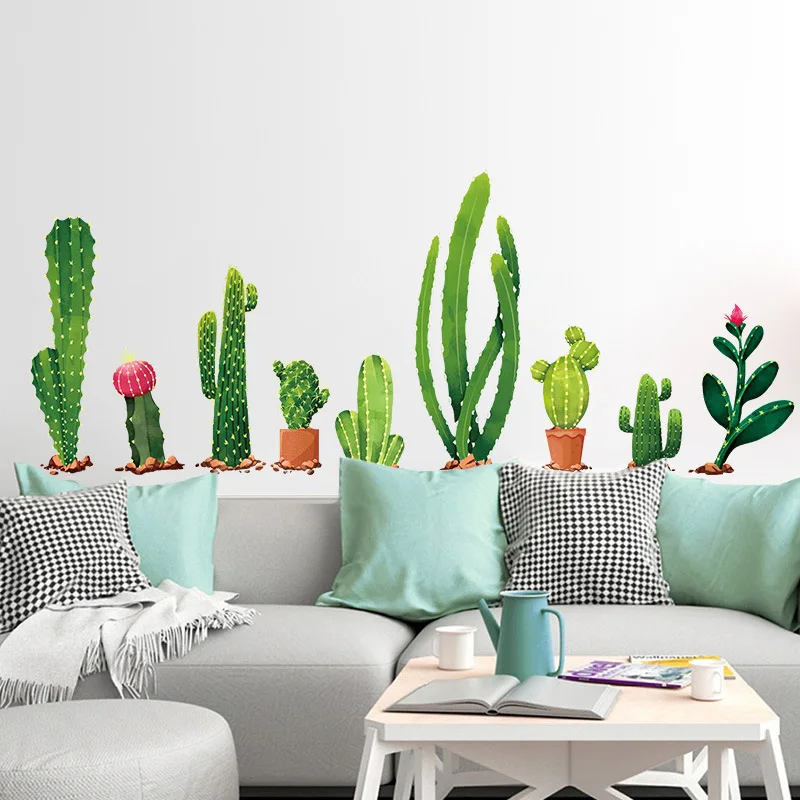 

Cactus Wall Sticker Home Bedroom Living Room Decoration Decal Removable Wall Decoration Sticker Vinyl wallpaper sticker