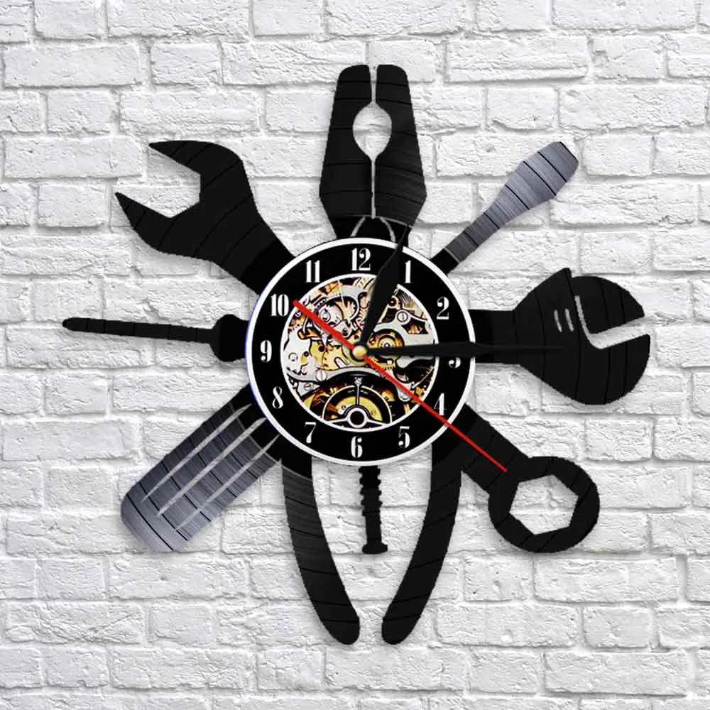 Настенные декоративные часы для авторемонта виниловая запись механического