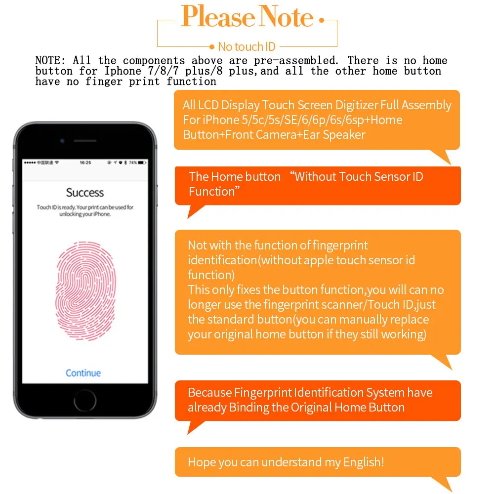 Полный комплект ЖК-дисплея в сборе для iPhone 7 6S 8 дисплей с сенсорным экраном iphone5 5S