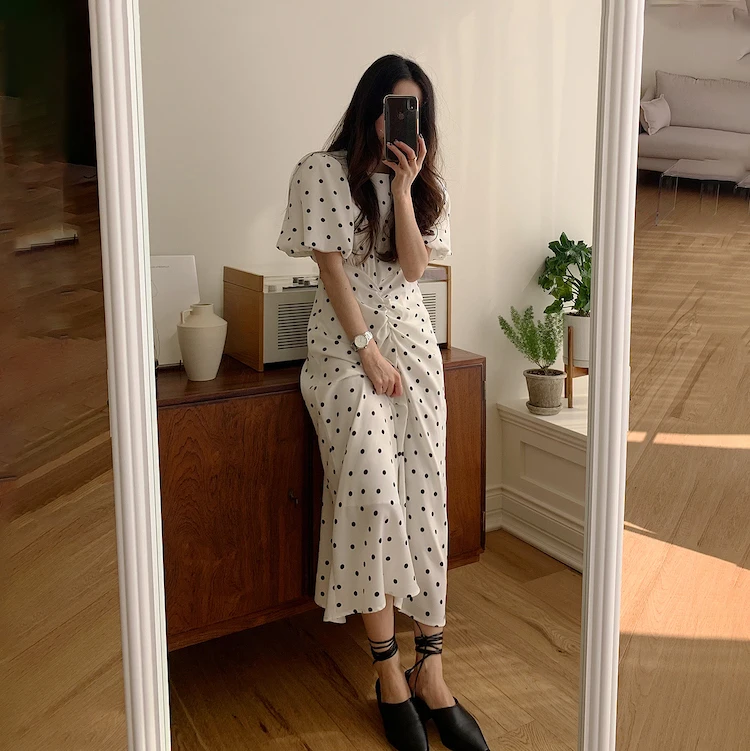 : Для 2021 летние длинные голубые повседневные шорты в горошек с принтом платья