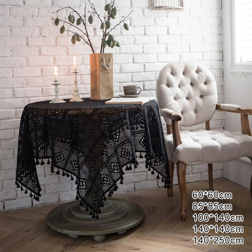 Tassels Tablecloth Hollow Decorative Table Cloth Lace Rectangular For Dining Living Room Kitchen Cafe Decor | Дом и сад