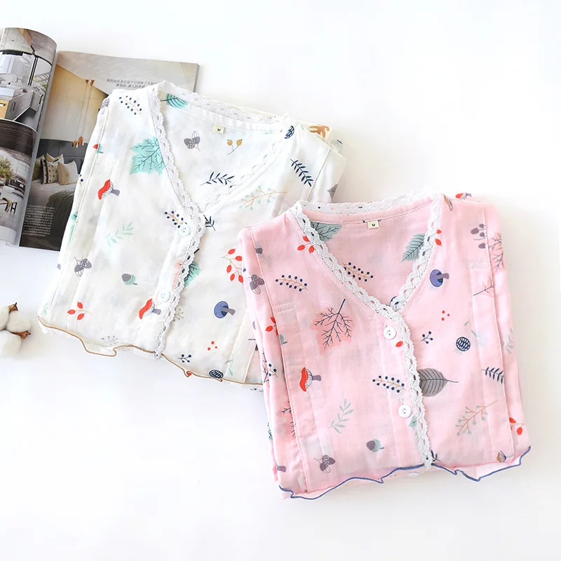 Fdfklak Pregnancy Pijama Pink/White Print Breast-Feeding Maternity Sleepwear Spring Autumn Cotton Home Clothes Nursing Pajama