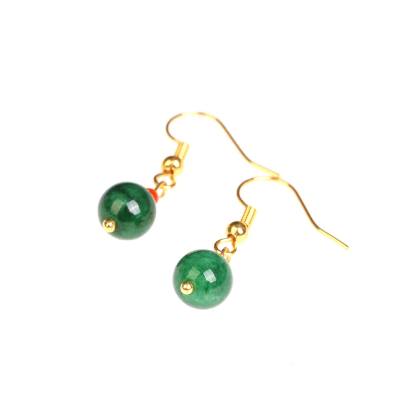 Серьги из натуральных зеленых нефритовых бусин аксессуары сделай сам для мужчин