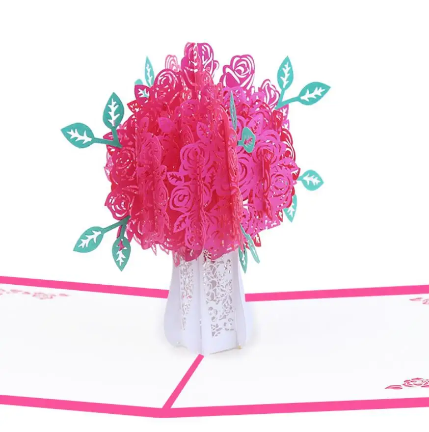 10 шт. розы и рисунком в виде птичек-оригами 3D всплывал поздравительных открыток