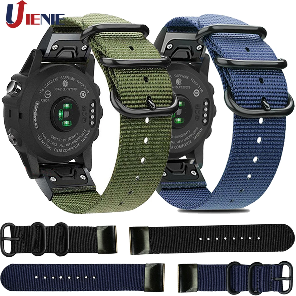 Ремешок для смарт часов Garmin Fenix 5X 5 5S Plus 3 3HR D2 S60 нейлоновый быстросъемный
