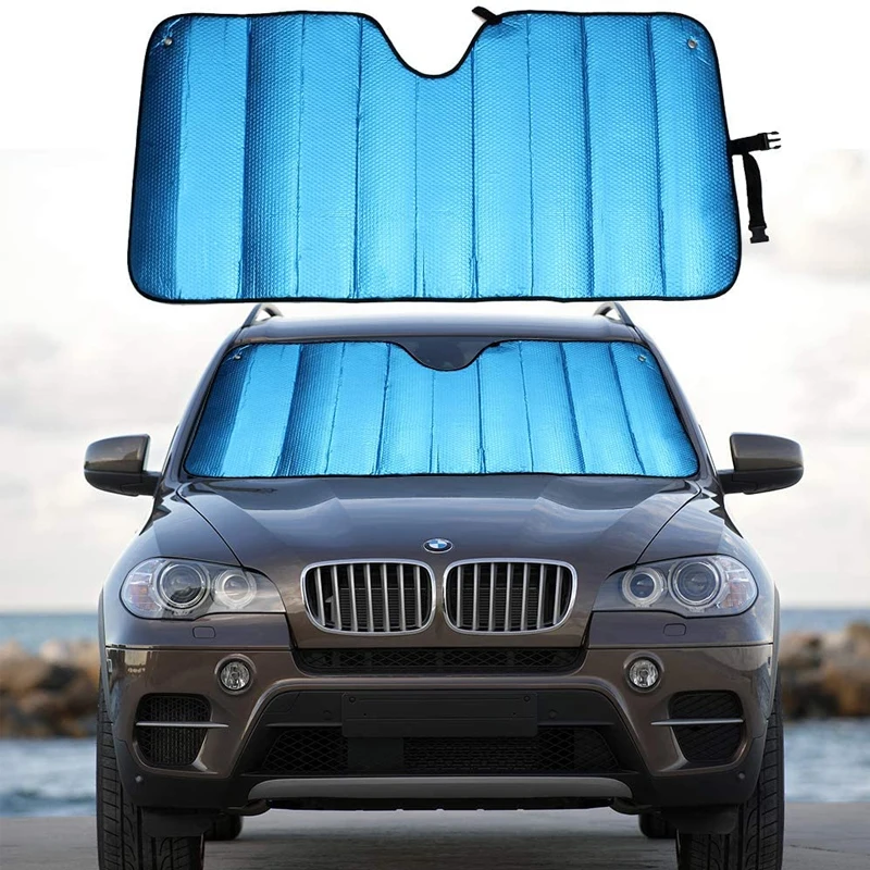 

Car Windshield Sun Shades Blue Thicken 5-Layer UV Reflector Auto Front Window Sunshade Visor Shield Cover 145*70CM