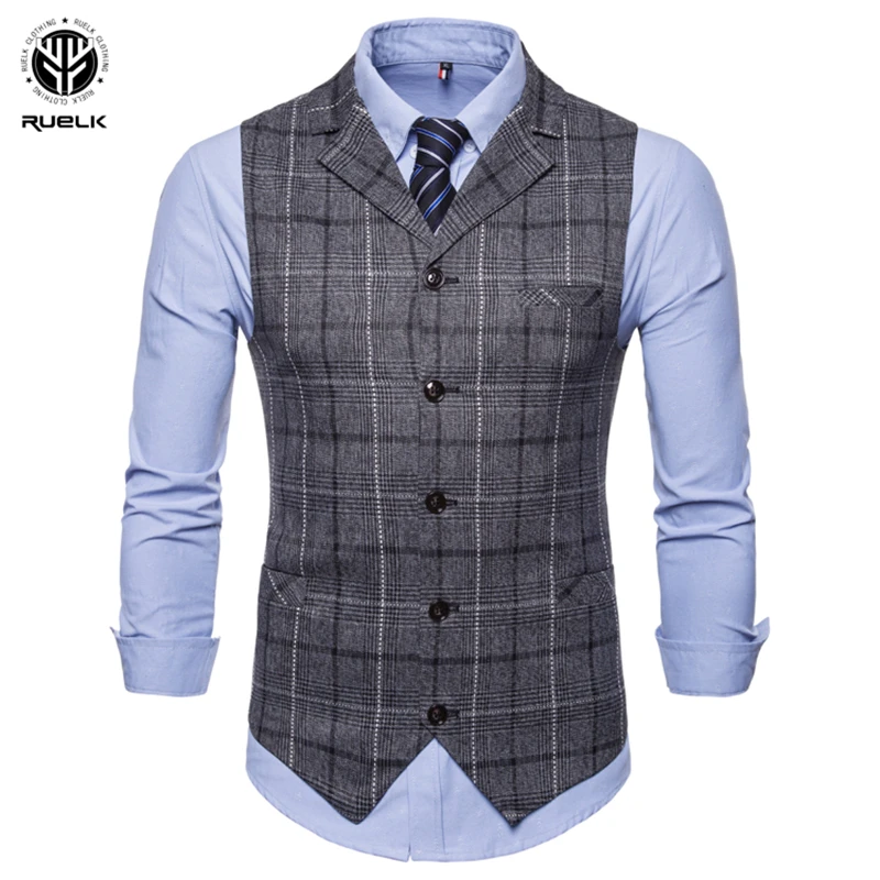 

RUELK 2020 Spring And Autumn Men's Fashion Brand Suit Vest Men's Jacket Casual Sleeveless Slim Stylish Large Size Vest M-4XL