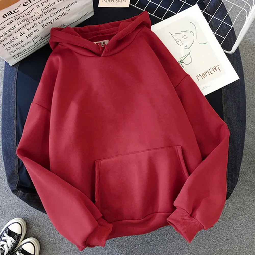 Women Hoodies Casual Print Solid Loose Drawstring Sweatshirt Long Sleeve Hooded 2021 Autumn Female Pullover Sweetshirts