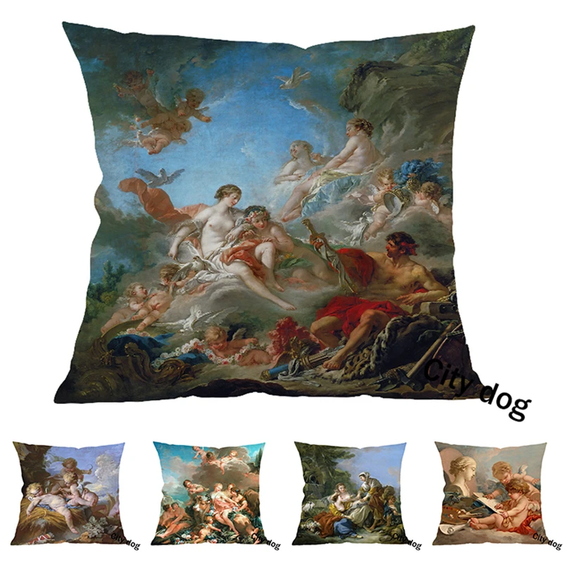 

Famous French painter Francois Boucher paintings Mrs. Pompadour 45*45cm square pillow Cushion cover