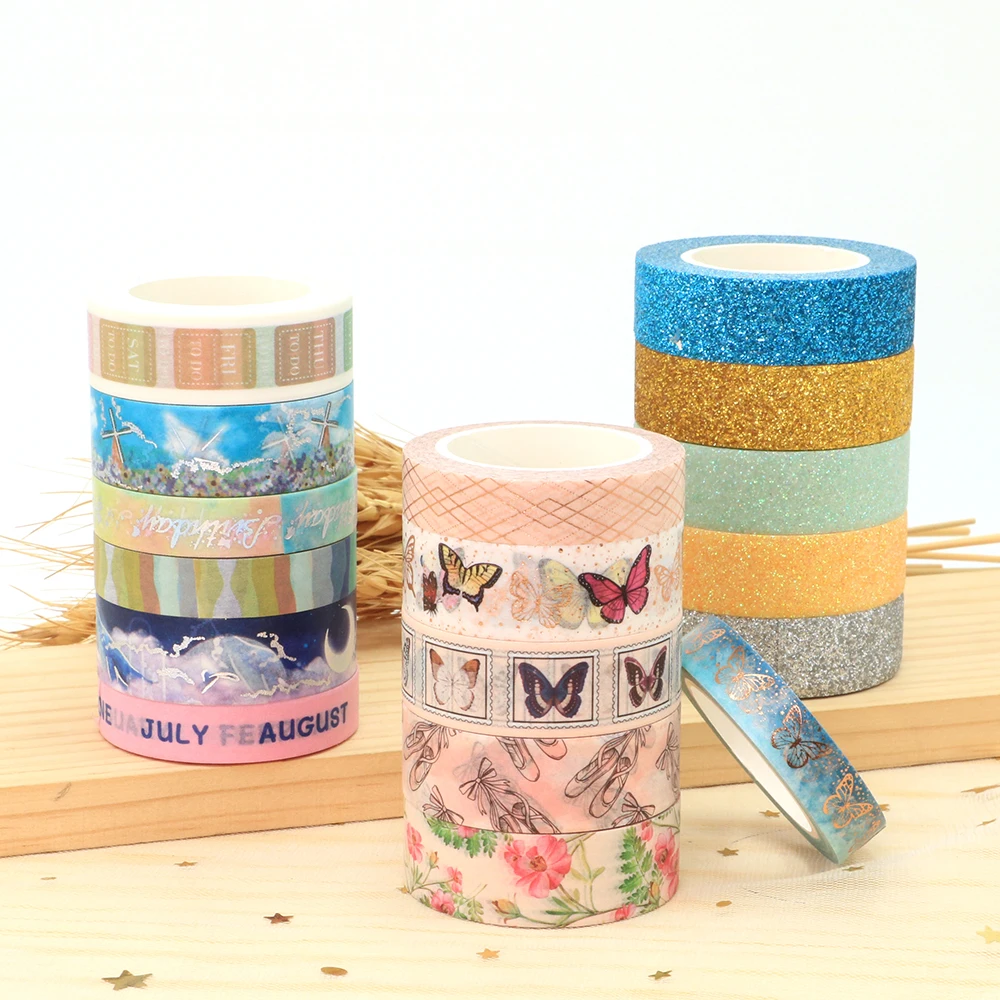 

G266-G272 1PC Foil Washi Tape Scrapbooking Masking Adhesive Tapes 10m Paper Japanese Kawaii Stationery Stickers School Supplies