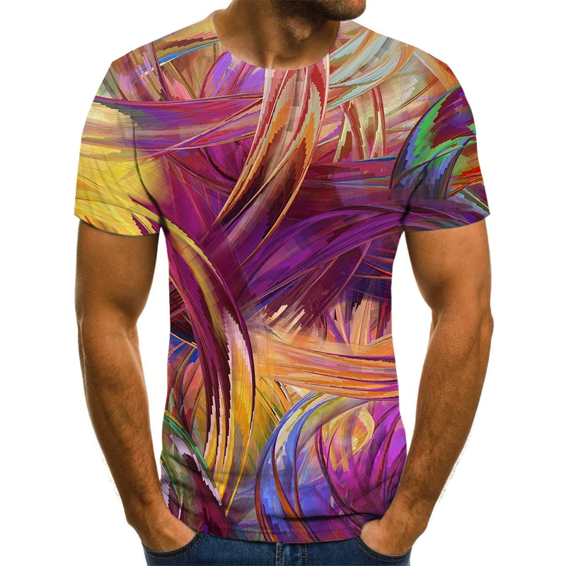 Nueva camiseta de moda 3D calle suelta para hombre Camiseta con estampado hojas camis|Мужские футболки| |