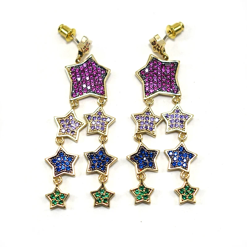 

Luxury Star Meteor Chandlier Dangle Earrings For Women Wedding Cubic Zirconia DUBAI Bridal Earring Jewelry Accessories
