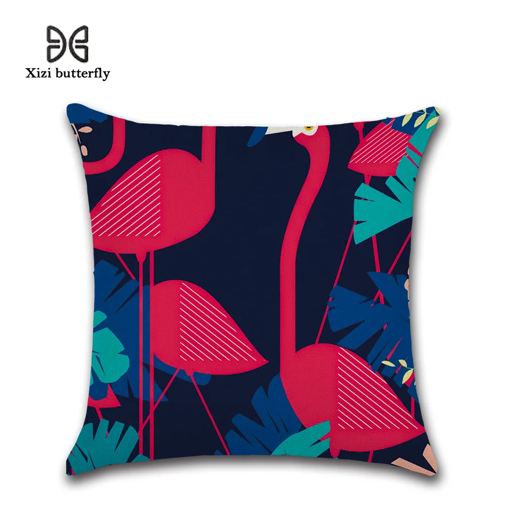 

Colorful Flamingo Pillowcase Cotton Linen Pink Pillow Case Floral Cushion Cover Home Bed Sofa Car Decor Pillow Covers 45*45cm