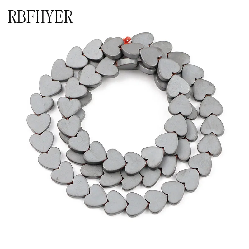 Широкие бусины RBFHYER с отверстием в виде сердца 6 мм/8 мм/10 мм матовые черные