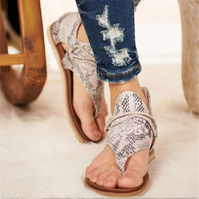 2020 Women Sandals Leopard Print Summer Shoes Large Size Andals Flat Womens | Обувь