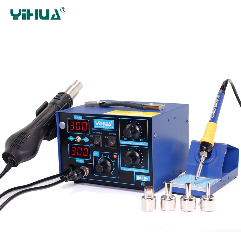 Паяльная станция YIHUA 862D + 720 Вт с тепловым пистолетом для ремонта