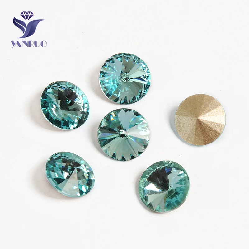 Aquamarine Yanruo 1122 стакан Rivoli пришить хрустальные бусины элементы оптом золотые стразы с Стразы остроконечной формы для камнями и стразами - Цвет: Aquamarine