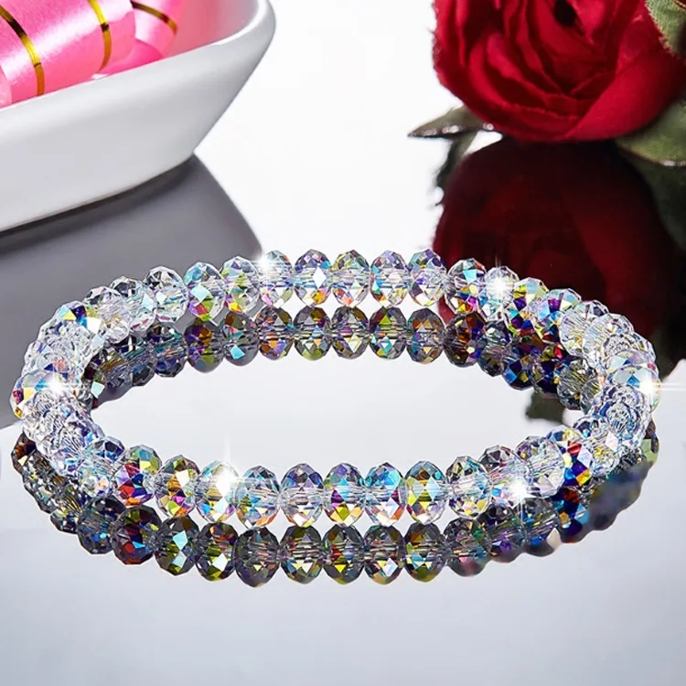

Fashion Colorful AB Crystal Beaded Bracelets For Women Temperament Handwork Bracelets & Bangles Charms Jewelry
