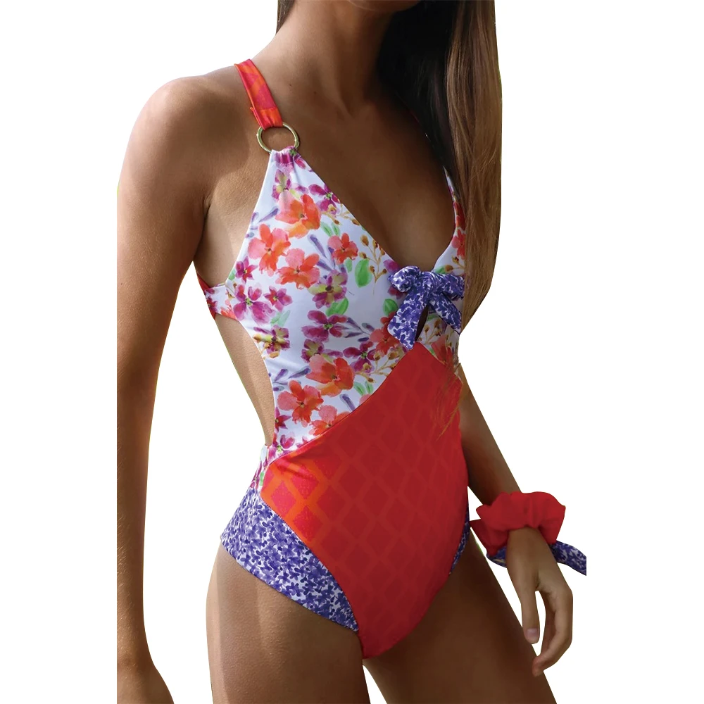 

Summer Women Monokini One-Piece Bikini Bathing Swimwear Swimsuit Floral Printed Slim Beachwear One Piece Swimsuit