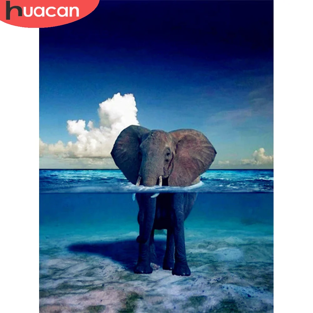 

HUACAN, алмазная живопись, слон, искусство, алмазная вышивка, водная мозаика, настенное искусство