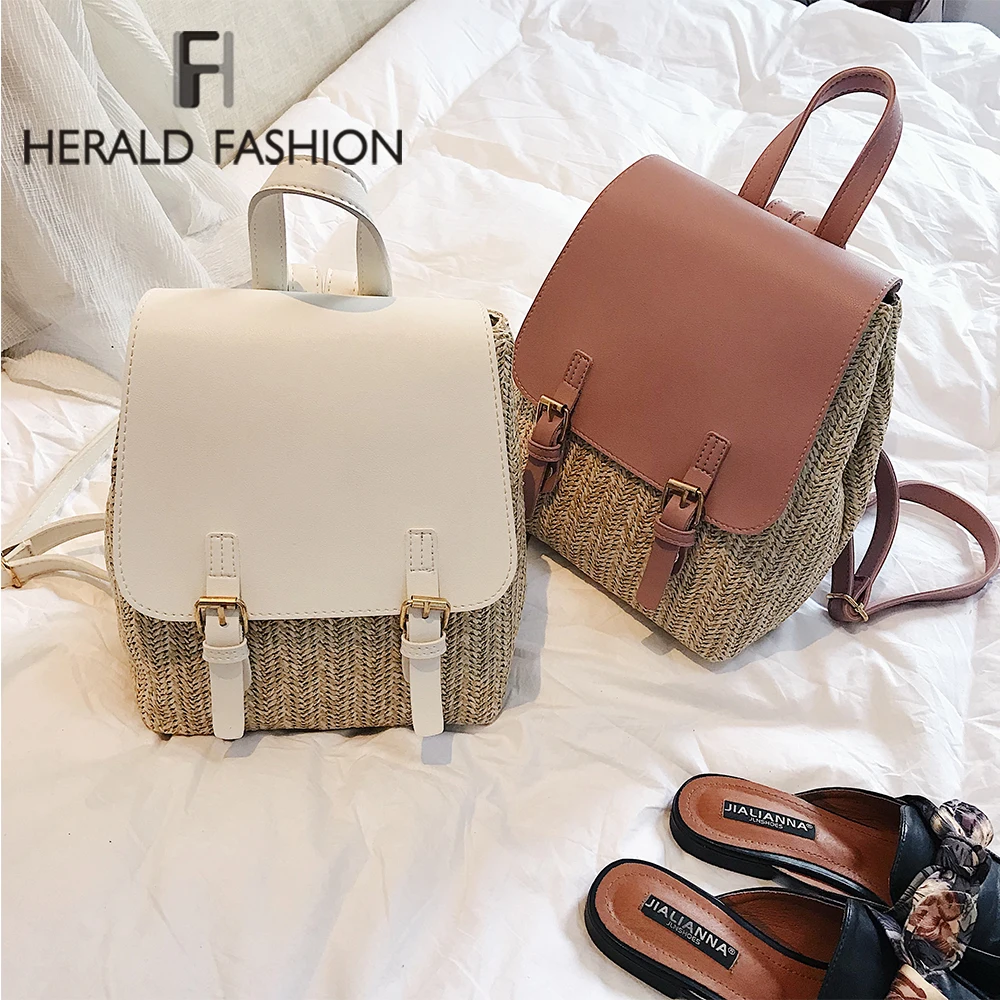 Herald Fashion женский соломенный тканый рюкзак для девочек подростков летние