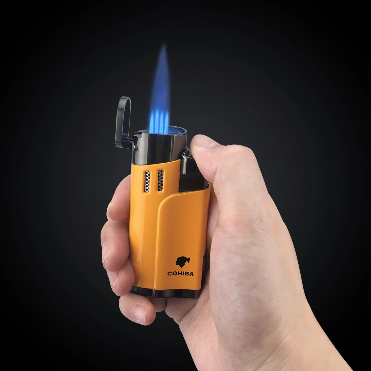 Металлическая ветрозащитная Зажигалка COHIBA для сигар табака 4 фонарь струйное
