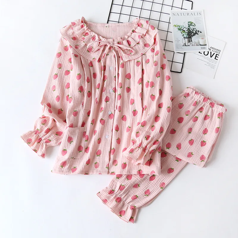 Fdfklak Nursing Pyjama Long Sleeve Maternity Clothing Pink/White Pregnancy Pajamas Set Pregnant Women Breastfeeding Suits enlarge