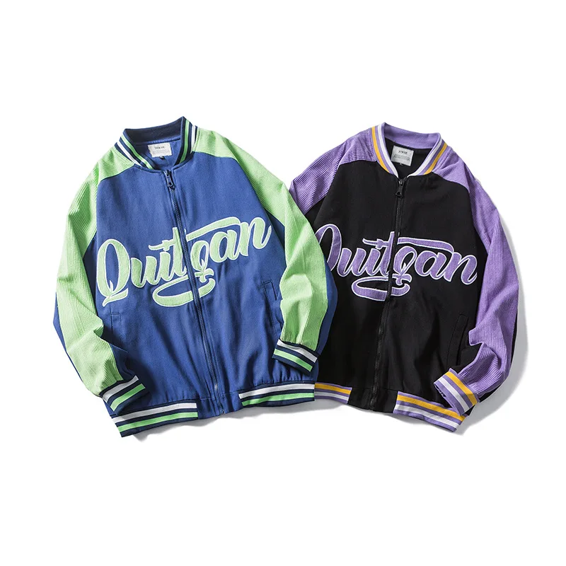 

2021 New Spring&Autumn Embroid Oversize Loose Baseball Jacket Women's Coat Men's Bomber Uniform Varsity Large Unisex Couple