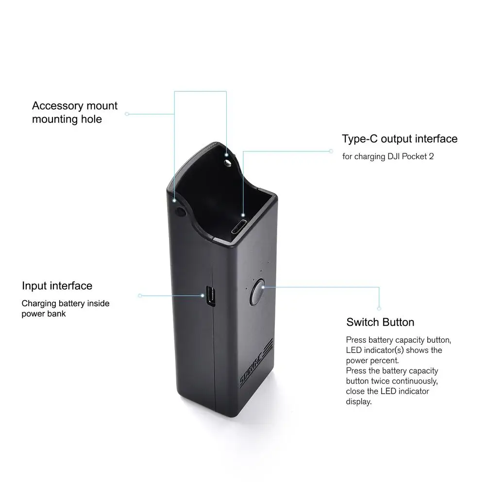 Портативное зарядное устройство для Dji Osmo Pocket 2 портативное спортивной камеры