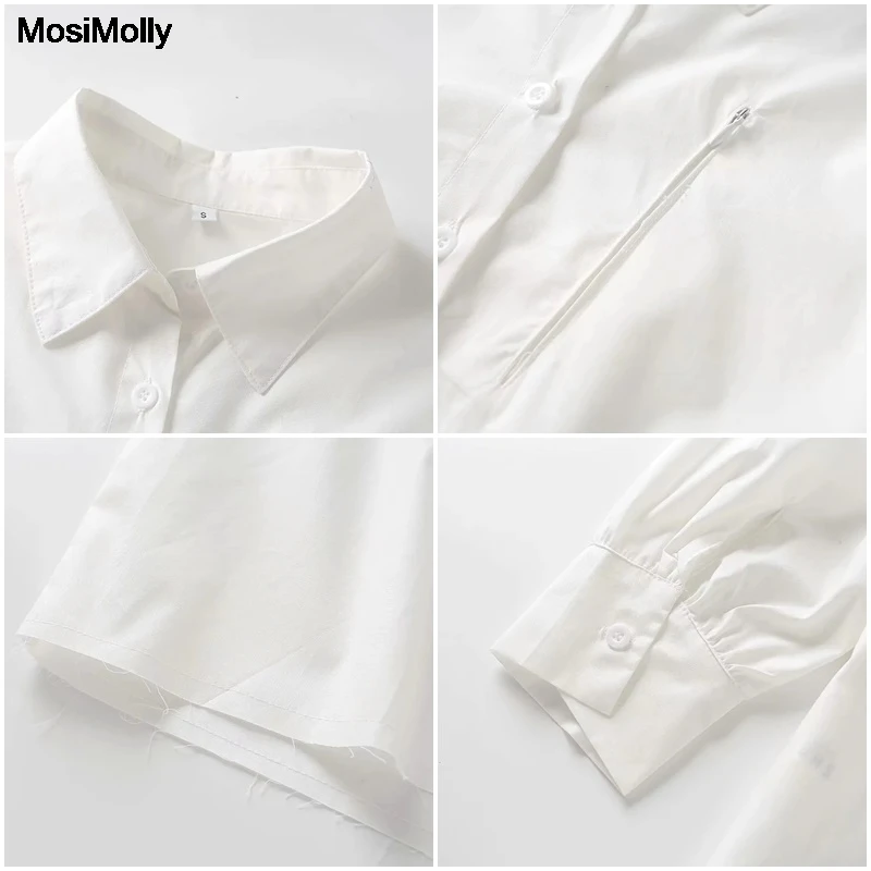 

MosiMolly Cool Oversize Blouses Shirt Top Women White Button Down Shirt Female Blusas 2020 Trendy Baggy Style Cotton Blouses