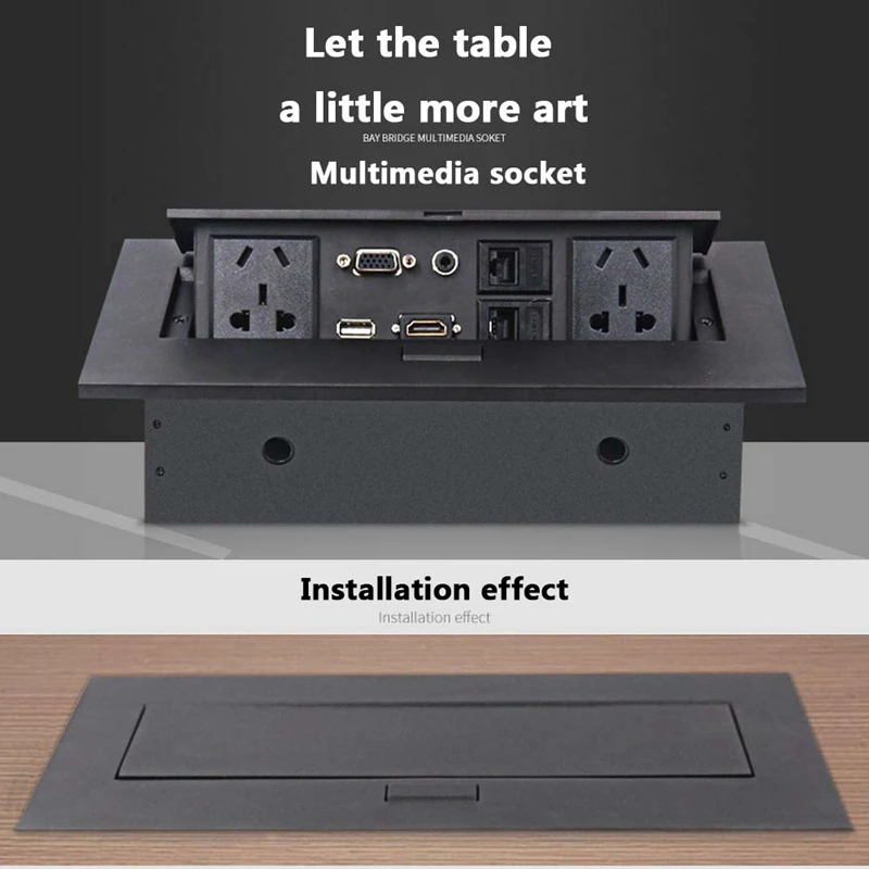 

K514 Standard Multimedia Desktop Universal Power Tabletop Socket HDMI HD Office Conference Socket -Up Connection Box
