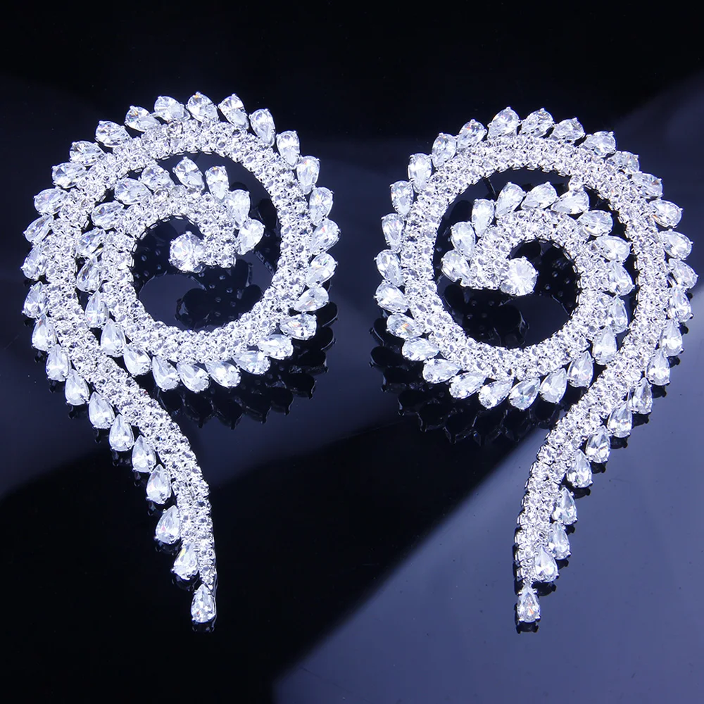 Большие свадебные серьги StoneFans с фианитом новые модные круглые гвоздики для