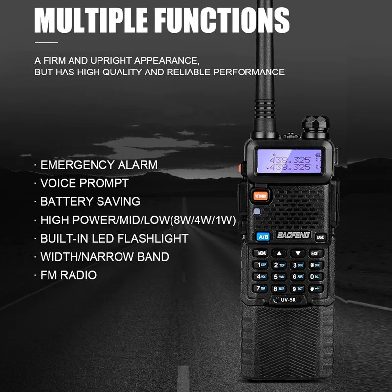 Рация BAOFENG UV-5R с большим радиусом действия VHF УВЧ СВ радиостанция 3800 мАч 2 шт. |
