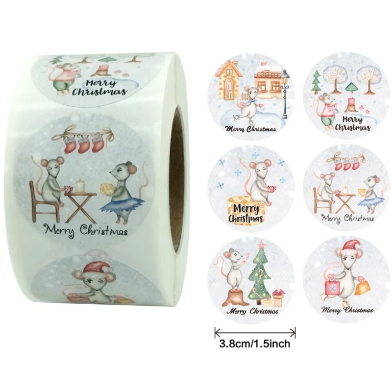 

100/500pcs 6 Designs Adhesive Christmas Gift Tags Cartoon XMAS Stickers Present Seal Labels Christmas Decals Gift Package