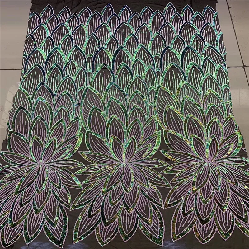 Новейшее нигерийское Тюлевое кружево 2019 зеленые блестки французская сетка