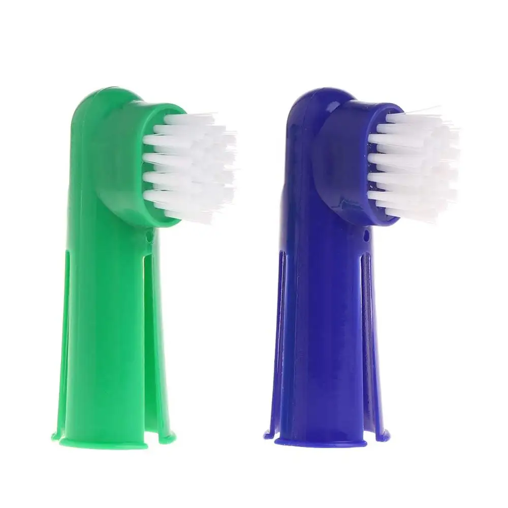 Зубная щетка для собак зубная на 2 пальца + 1 с двойной головкой длинной ручкой