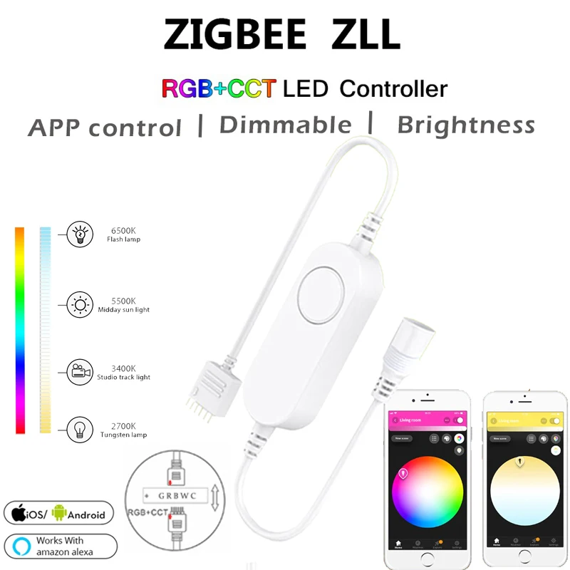 Zigbee RGBCW мини контроллер для светодиодных лент детей от 1 года до 5 лет м DC12V 5050 RGB + CCT