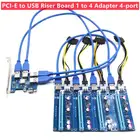 Переходная плата PCI-E на USB, 1 шт., переходник от 1 до 4, 4-портовый адаптер PCI-E на USB 3,0, карта расширения порта PCIe, карта мультипликатора, аксессуар для майнинга