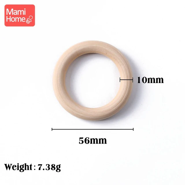 56mm Mamihome, 50 шт., кленовое дерево, кольцо, гладкая поверхность, натуральное дерево, Прорезывание Зубов, для детей, сделай сам, деревянное ожерелье, аксессуары для рукоделия - Цвет: 56mm