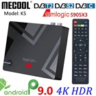 ТВ-приставка MECOOL K5 DVB T2 S2, 2 + 16 ГБ, Android 9,0, Amlogic S905X3, 2,4 ГГц, 5G, двойная, Wi-Fi, LAN, 100 м, медиаплеер, запись PVR
