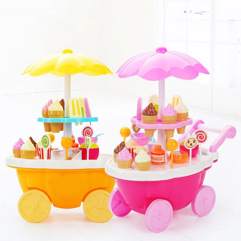 Моделирование маленькие тележки девочка мини конфеты Корзина Мороженое магазин