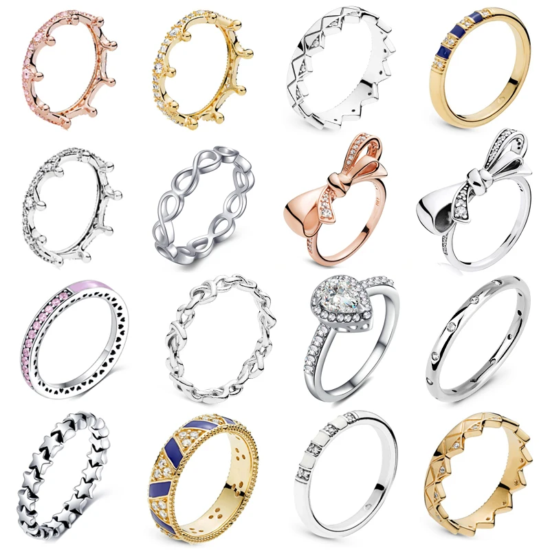 Женское кольцо в виде короны и принцессы Octbyna серебристое розовое золото