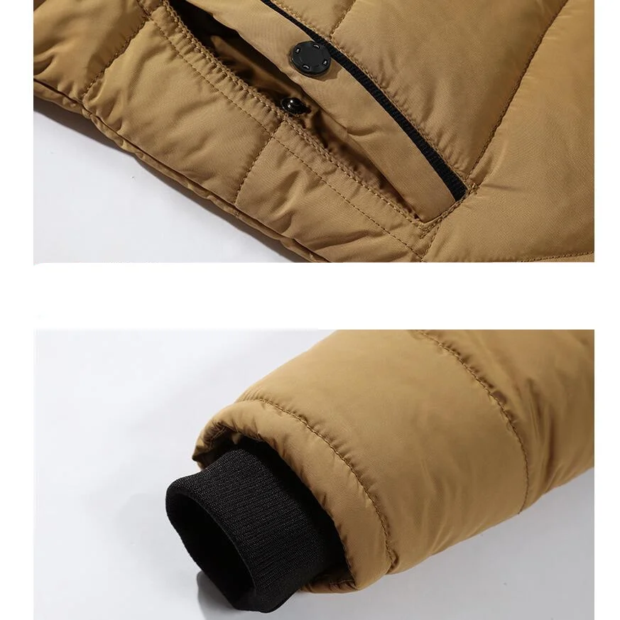 Мужская теплая куртка с капюшоном зимняя парка на пуху шерстяная верхняя одежда