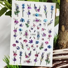 3D наклейки для ногтей, водостойкие Сияющие наклейки для ногтей, фиолетовые цветы, лаванда, линия, украшение для ногтей, Аврора, серебристый дизайн