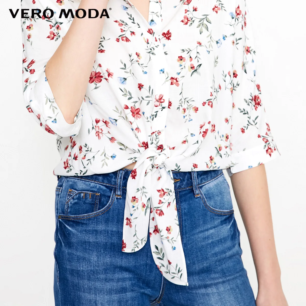 Новая Осенняя Свободная рубашка с цветочным принтом в американском стиле Vero Moda |