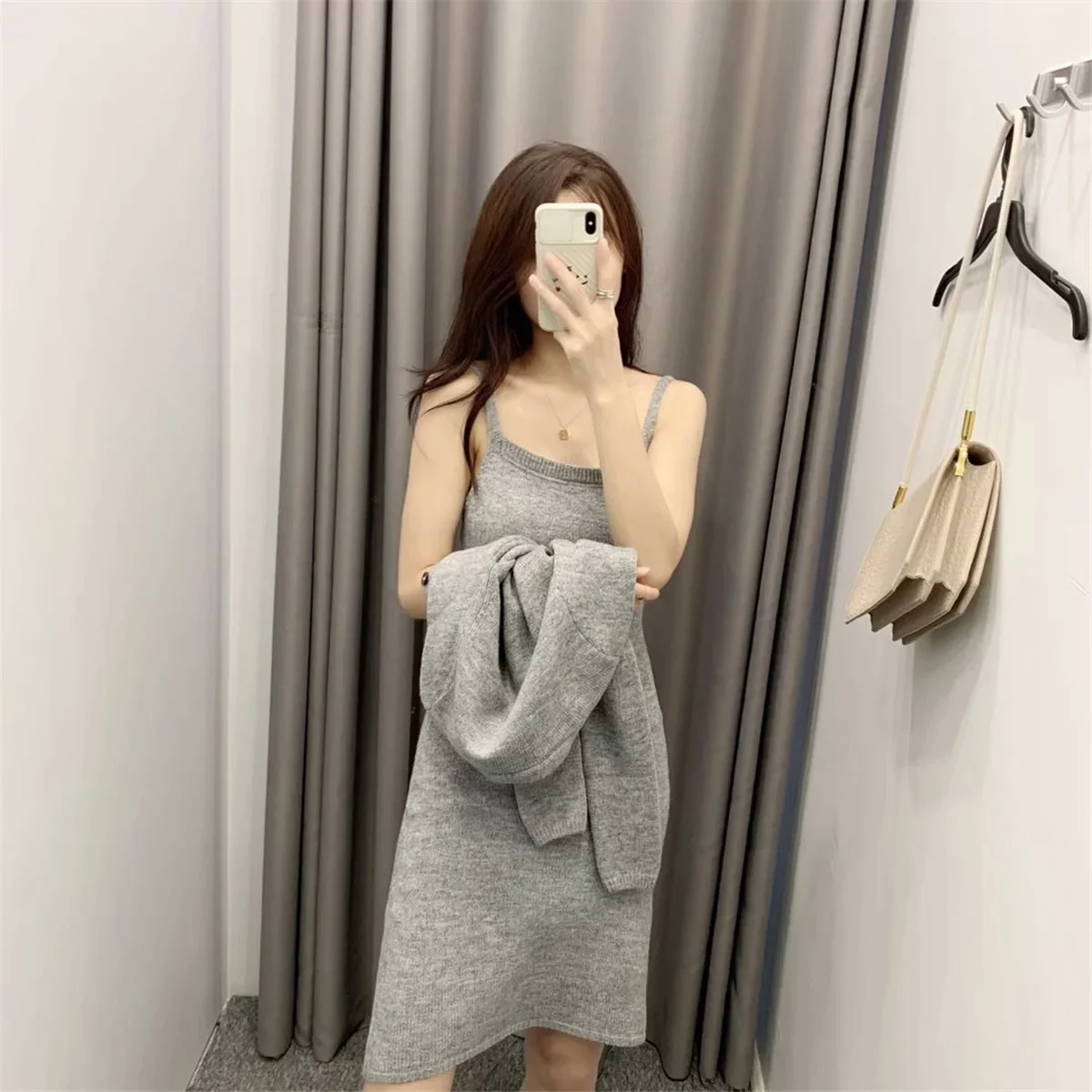 

Fall new style short high waist top knit long sleeve cardigan sweater coat
