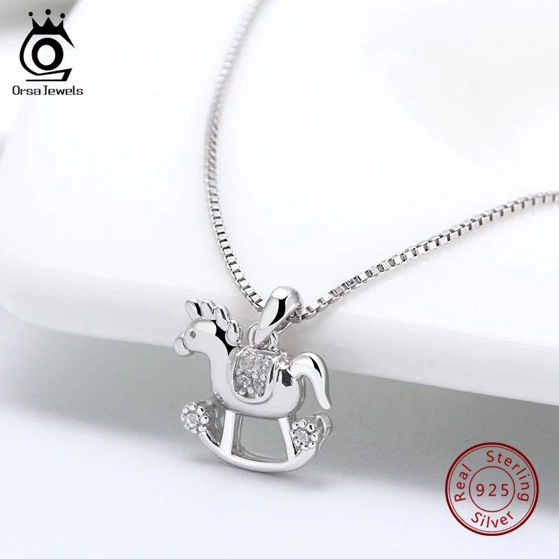 ORSA JEWELS S925 подвеска в форме карусели детский кулон с Каруселью с прозрачным AAAA Цирконом уникальные Простые Ювелирные изделия SN179
