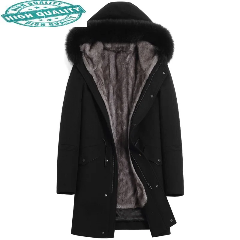 

Winter Mens Jacket Men Long Parka Real Coat Natural Mink Liner Warm Parkas Fox Fur Collar -1827060-